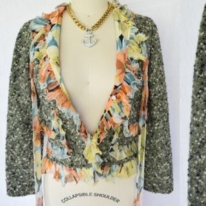 Dolce & Gabbana Alpaca Tweed Floral Silk Blazer